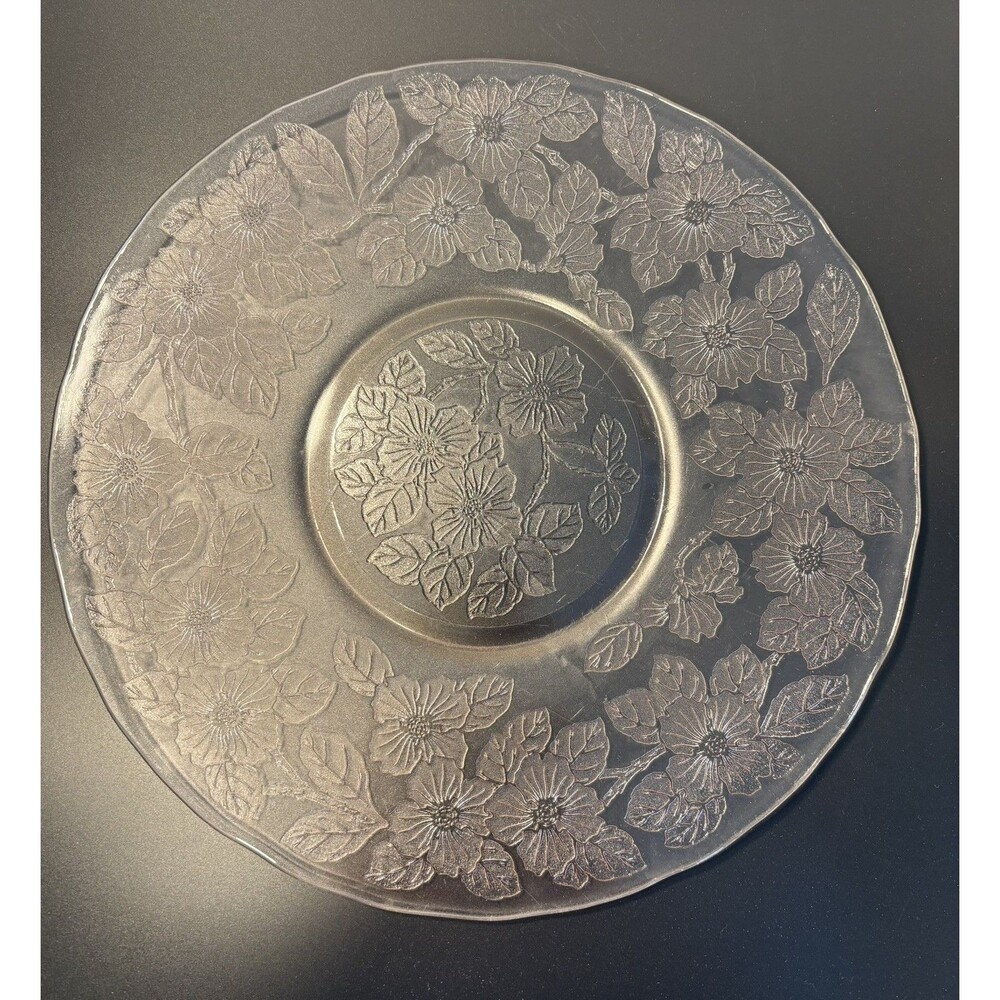 1930s MacBeth Evans Dogwood Pink Depression Glass Salver Serving Plate 12" USA